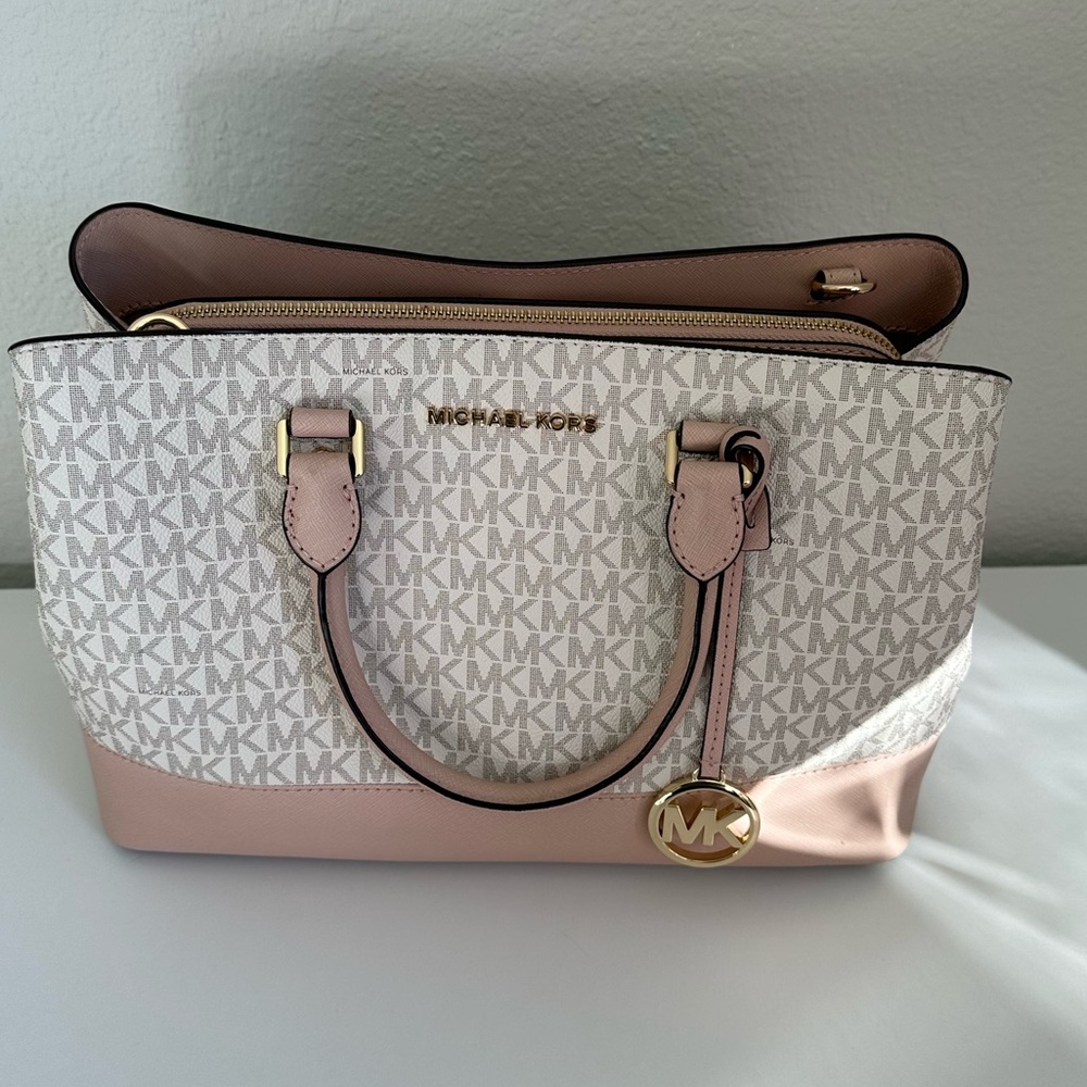 Michael Kors Pink and Cream Savannah large satchel bag